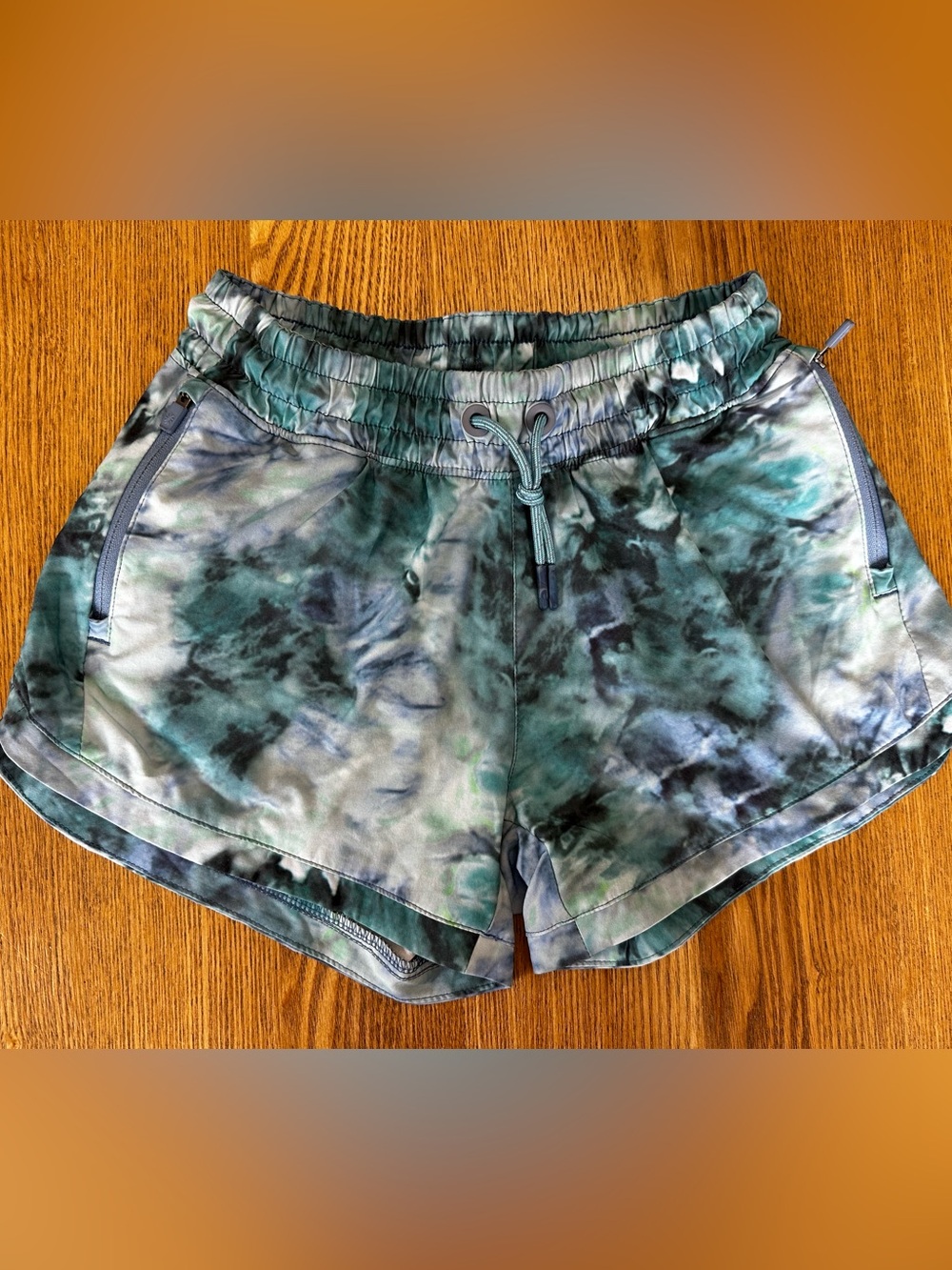Athleta Girls Teal Tie-Dye Athletic Shorts
